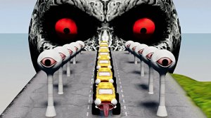 Пожиратель автомобилей прыгает с горки со СТРАШНОЙ БАШНЕЙ ЛУНЫ и ВОДЯНОГО ГЛАЗА - BeamNG