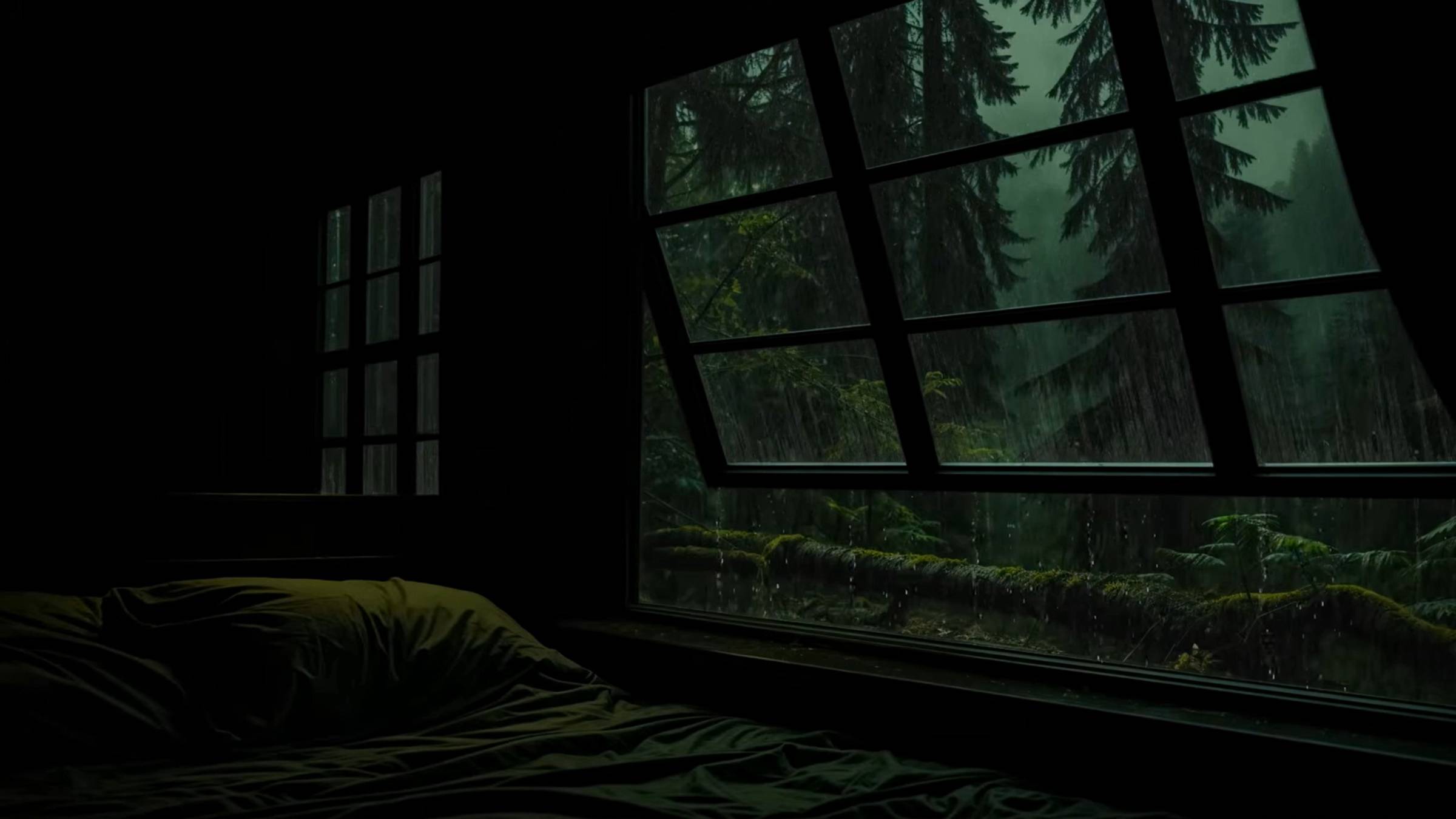 Шум Дождя с Грозой для Сна | Атмосфера Дождя за Окном, Звук Леса и Тишины смотреть онлайн