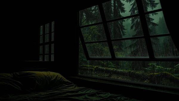 Шум Дождя с Грозой для Сна | Атмосфера Дождя за Окном, Звук Леса и Тишины