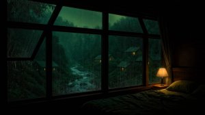 Шум Дождя и Грозы в Горах | Вид из Окна в Деревне для Сна и Релакса