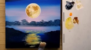 Как нарисовать сказочную ночь с большой луной