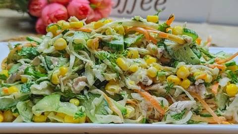 ХИТ САЛАТ 2025! Салат из свежей сочной капусты, моркови, кукурузы. ПП-салат