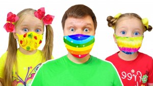 Милана и папа учат детей соблюдать правила гигиены