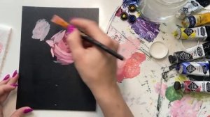 Как нарисовать розу в бокале акрилом | Урок в стиле импрессионизм для начинающих