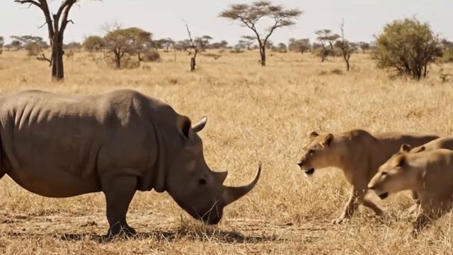 Носорог против бегемота, льва, слона. Носорог ходячий танк в мире животных смотреть онлайн