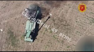 Уничтожение FPV-дроном украинской САУ Богдана на шасси Tatra.