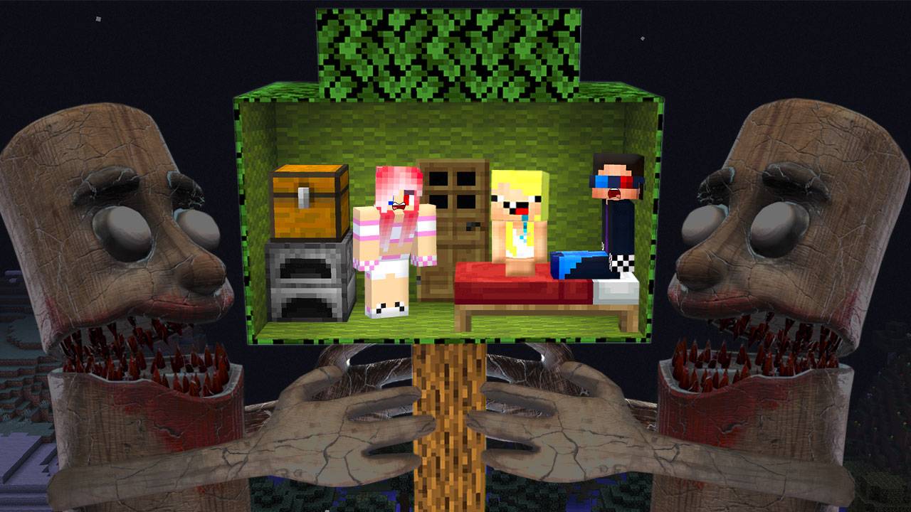 🌳ОБУСТРОИЛИ ДОМ НА ДЕРЕВЕ И ПЕРЕЖИЛИ НОЧЬ В МАЙНКРАФТ! ШЕДИ ЛЕСКА И НУБИК MINECRAFT смотреть онлайн