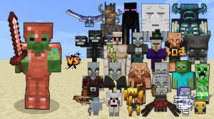 ЗОМБИ В МЕДНОЙ БРОНЕ ПРОТИВ МОБОВ В Minecraft