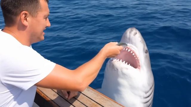 Мужик кормит акулу. Большая белая акула смотреть видео смотреть онлайн
