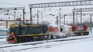 Тепловозы ТЭМ2УМ-606 и ТЭМ2-7460 с ПОМ-1М-177 "Ветерок".