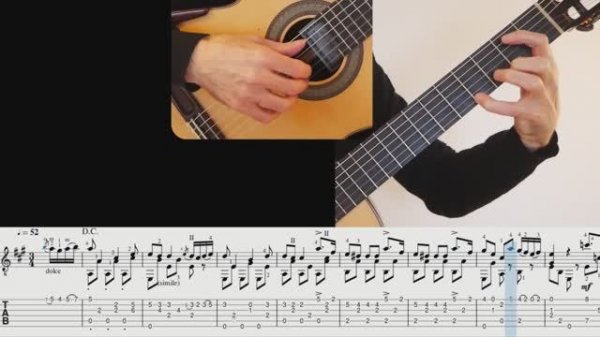 Minuet (L.Boccherini), Guitar arrangement with sheet and Tab