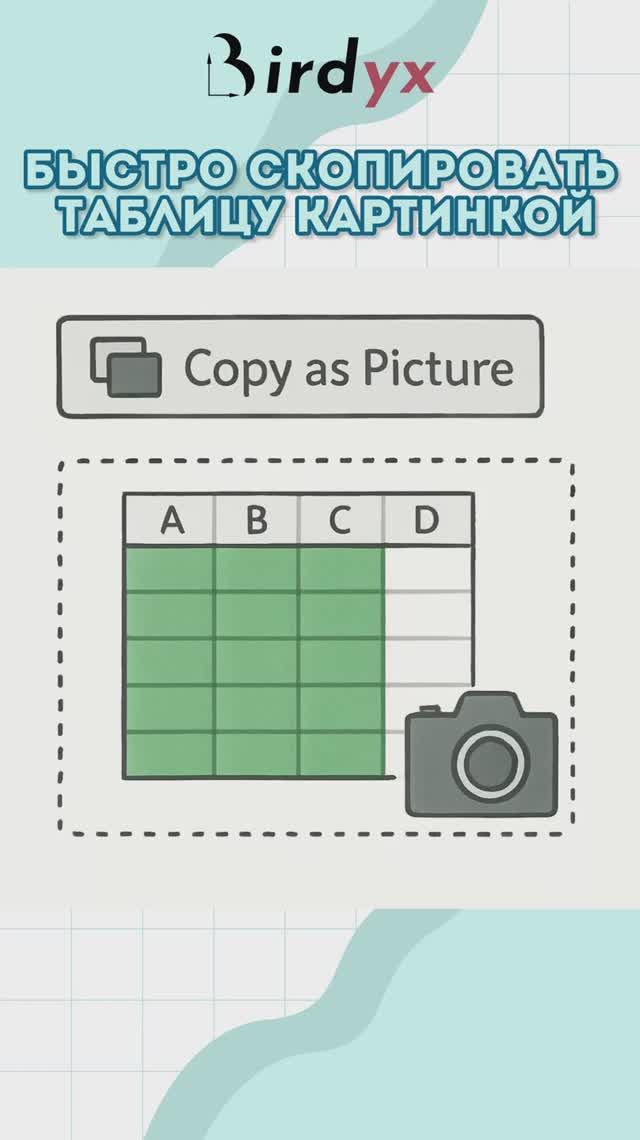 Как быстро скопировать таблицу КАРТИНКОЙ?👻 #excel #excelобучение #лайфхак #эксель #shorts #birdyx смотреть онлайн