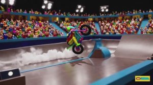 Мультик для малышей про трюки на мотоциклах.