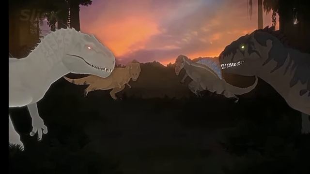 Giga And Indominus Rex VS Spino And Rexy