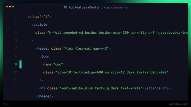 Nuxt Vue Платформа видео уроков 12 - Компонент блока особенности [get-save.com]