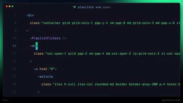 Nuxt Vue Платформа видео уроков 17 - Компоненты страницы плейлистов [get-save.com]
