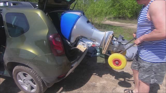 ТЕЛЕЖКА ДЛЯ ЛОДОЧНОГО МОТОРА как перевозить мотор в машине BOAT MOTOR CART