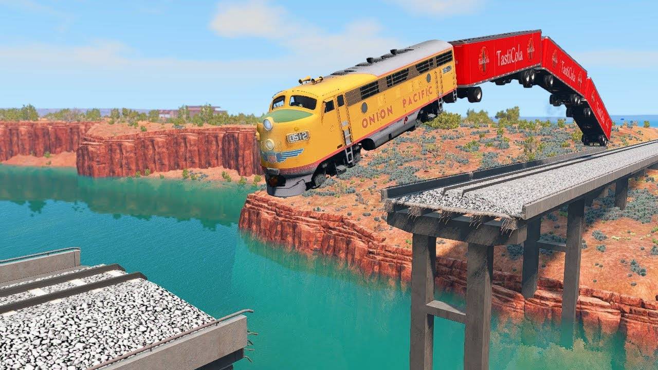 Автомобили против поездов и сломанного моста 😱|BeamNG.Drive|Бемиджи Драйв смотреть онлайн