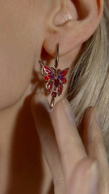Серьги бабочки с эмалью