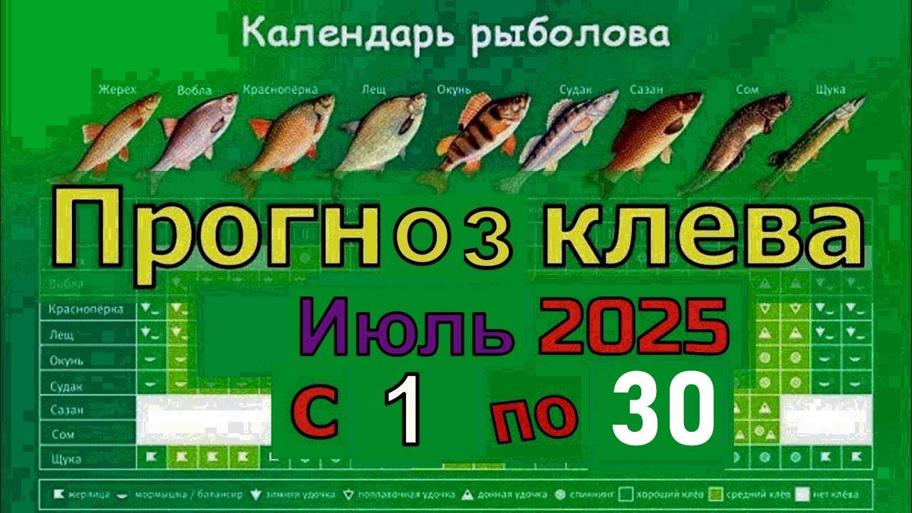 Лунный календарь клева рыбы на Июль 2025 Календарь рыбака июль 2025 смотреть онлайн