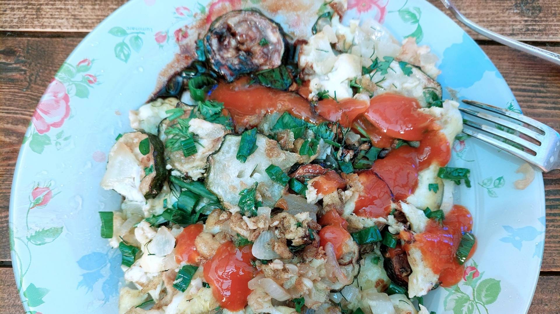 Завтрак из молодого кабачка. Сытно и вкусно.