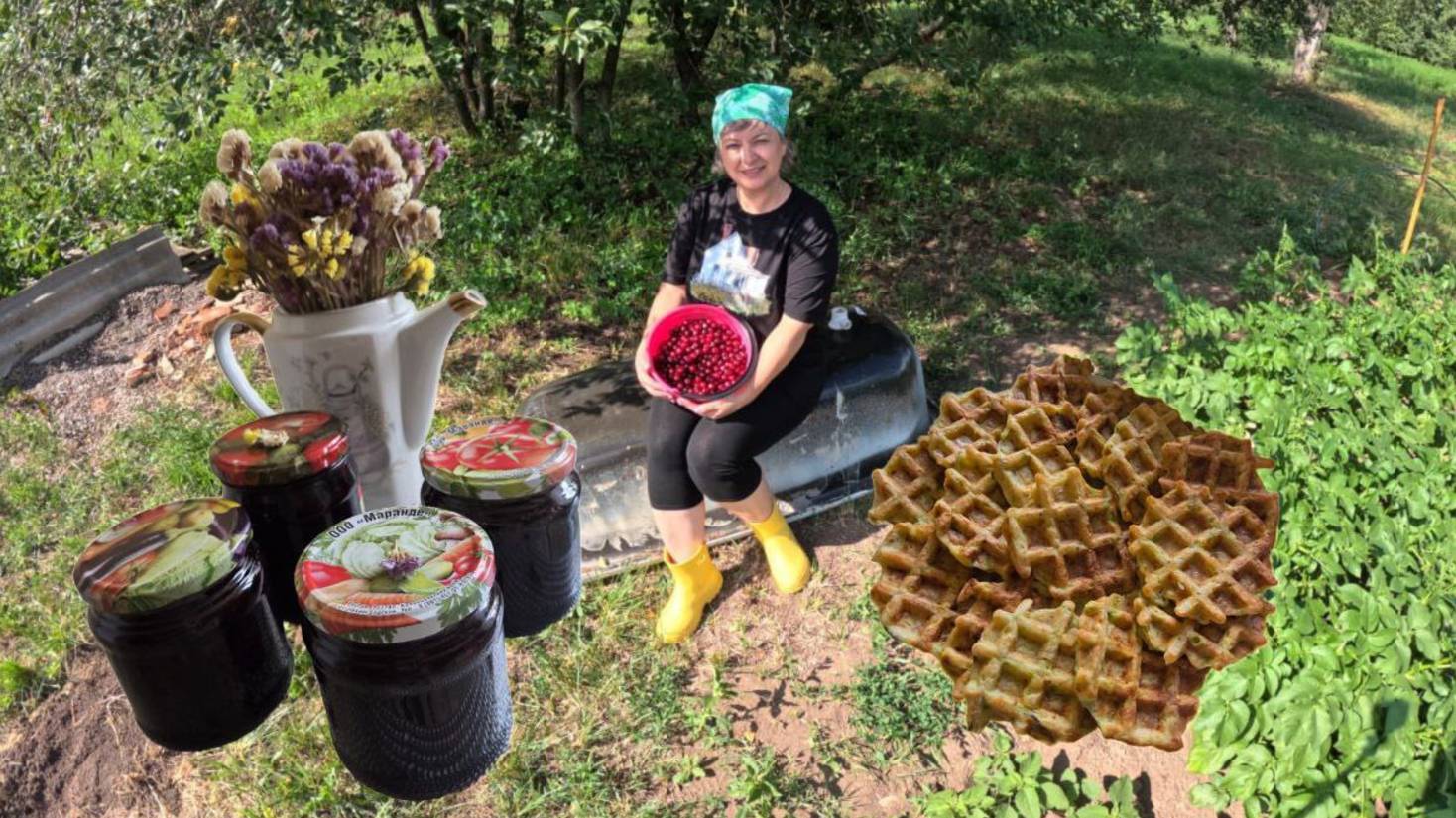 Деревенские выходные:вишня,лук,мамины пирожки и звонкий смех внучки!