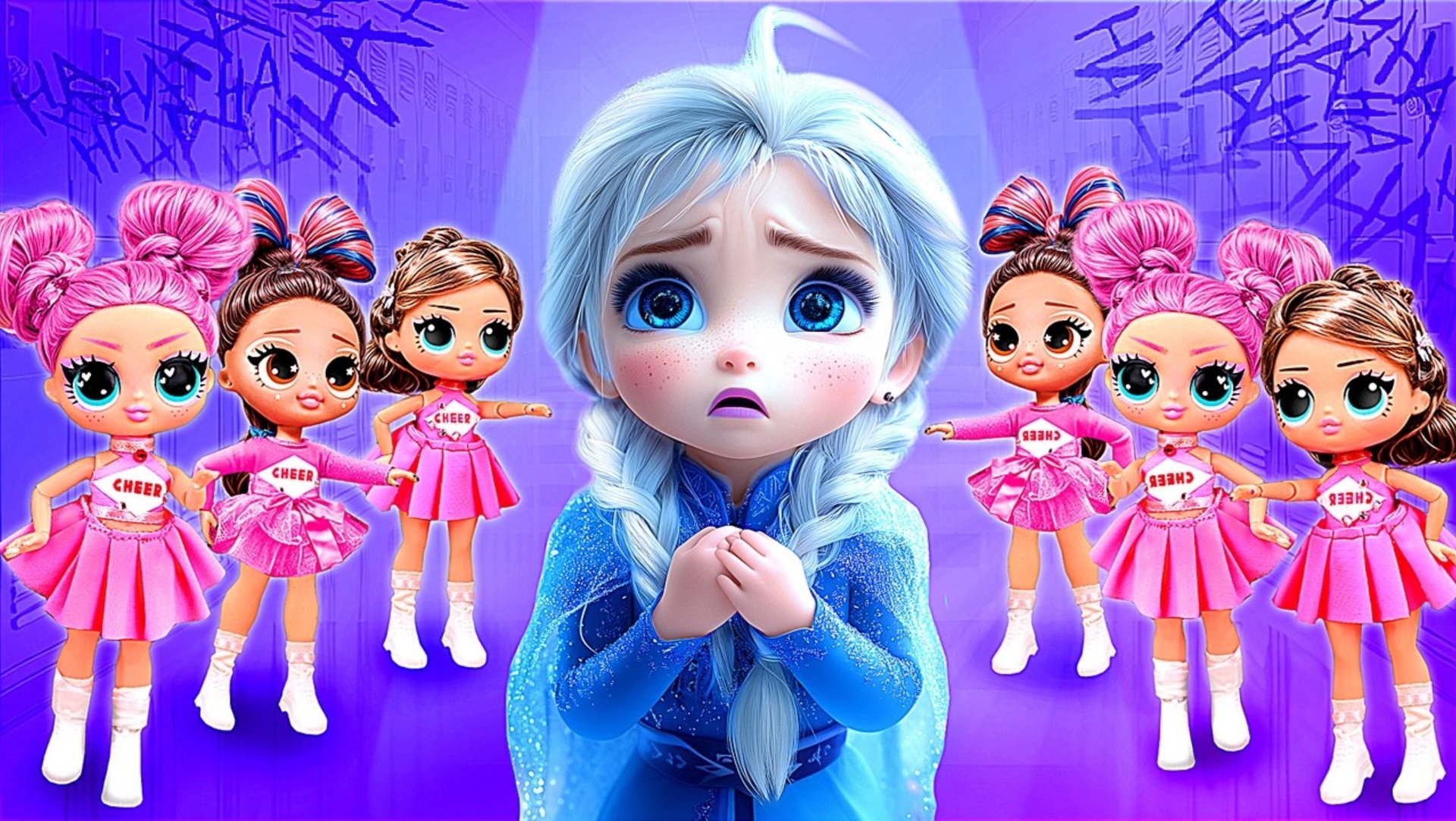 Эльза и Ана первый день в новой школе! Поделки для кукол ЛОЛ смотреть онлайн