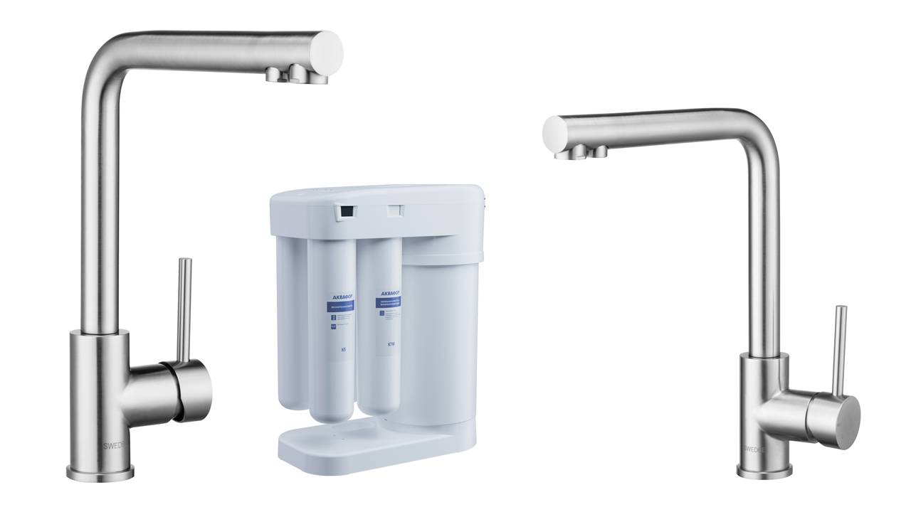 Распаковка смесителя для кухни 2в1 с фильтром Аквафор Морион Swedbe Selene Plus К8540М смотреть онлайн