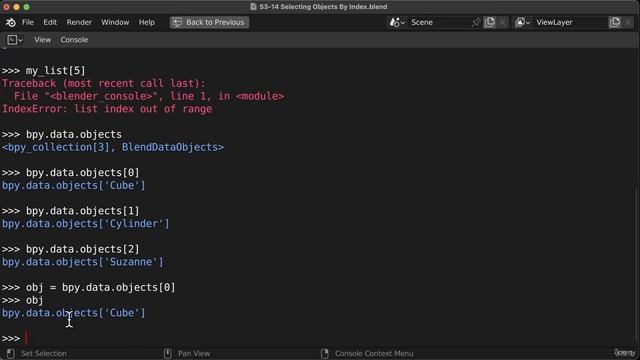 3_13. S3-14 Selecting Objects By Index смотреть онлайн