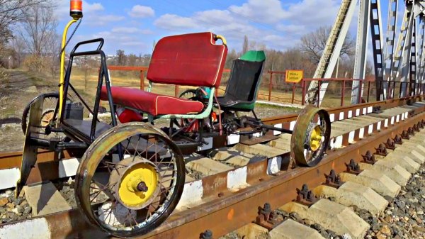 ✅Забацал Рельсоход из Бензопилы 🚃 Самодельная мотодрезина