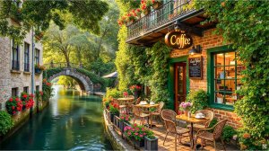 Утренний Джаз у Канала | Спокойная Музыка и Кофе в Тени для Сна и Релакса