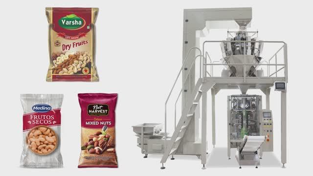 Автоматизированная упаковочная машина для орехов, снеков и сыпучих продуктов в флоу-пак смотреть онлайн