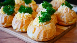 Закусочные эклеры с икорным муссом Рецепт теста для ЭКЛЕРОВ Закуска на праздник