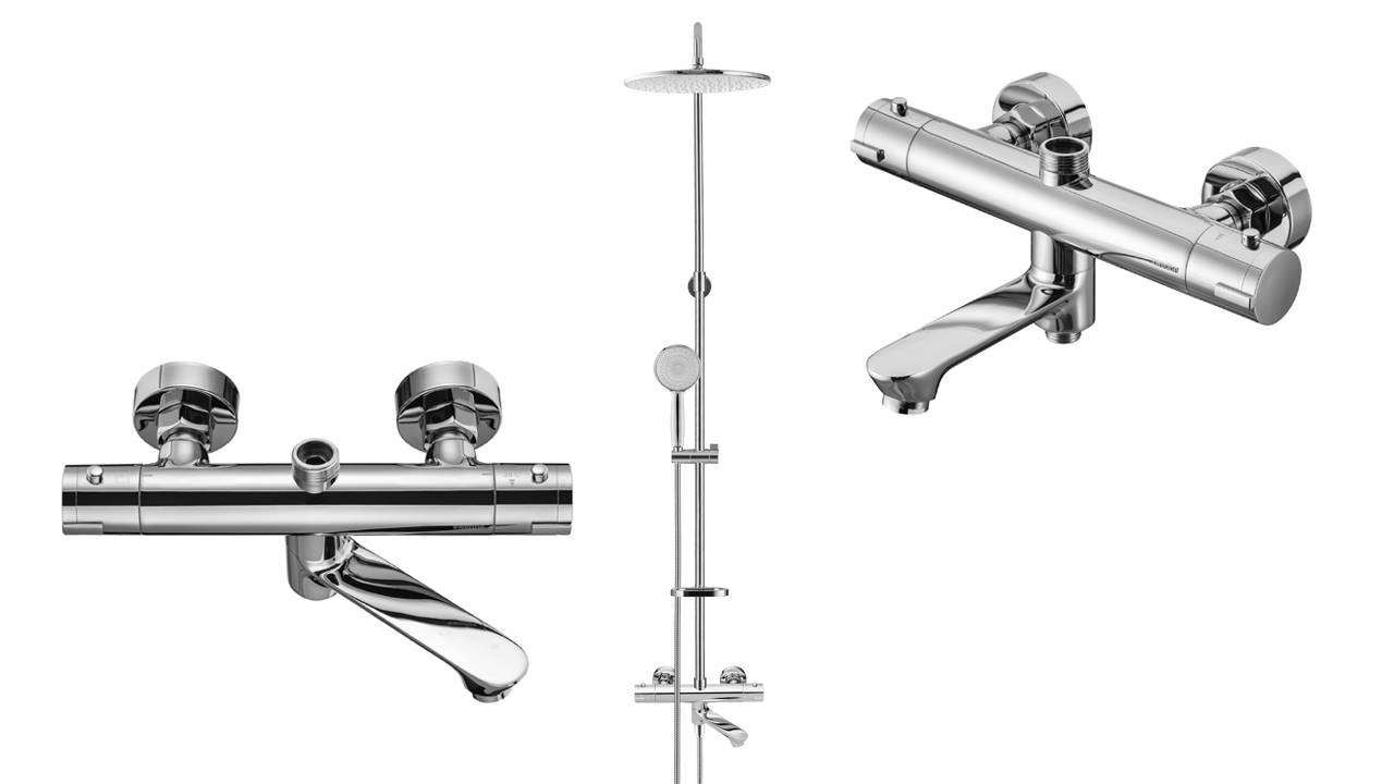 Распаковка семейного душа с верхним подключением и термостатическим смесителем Swedbe Hermes 9090 смотреть онлайн