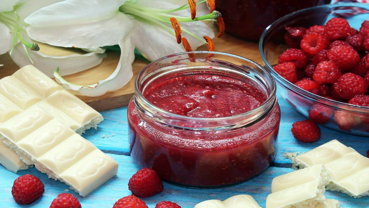 Джем из малины с белым шоколадом. Изысканный малиновый десерт смотреть онлайн