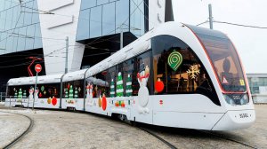 Поездка на Новогоднем трамвае 71-931М Витязь-М (Снеговик) по маршруту №2 - 21.01.2025 №31351