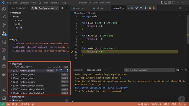 12. Demo - Debugging with Delve in Visual Studio Code смотреть онлайн