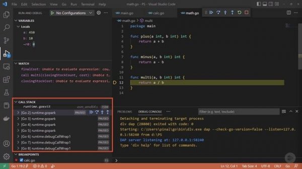 12. Demo - Debugging with Delve in Visual Studio Code