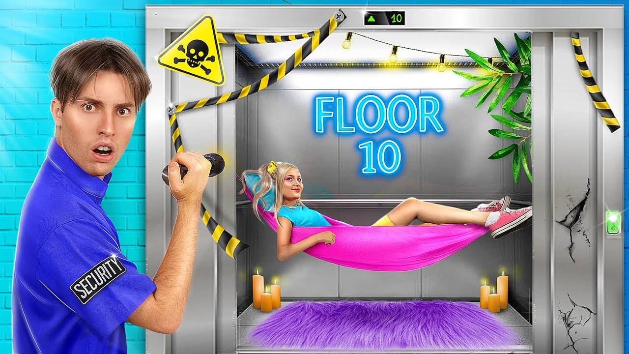 Мы построили секретную комнату в лифте! Лево или право челлендж! - ВУХУУ