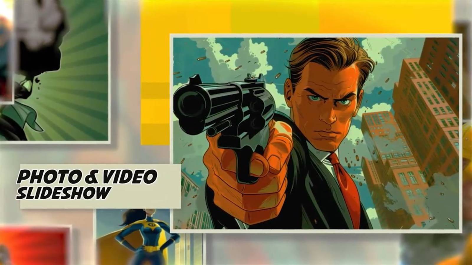 Слайд-шоу Комикс. Презентация, трейлер, промо, opener. Монтаж видео на заказ. Пример.