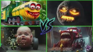 Пожиратель поездов миньонов🆚 Лунная луна🆚 ГИГАНТСКИЙ ЧЕРВЯЧОК🆚 Кошмар Молнии Маккуина