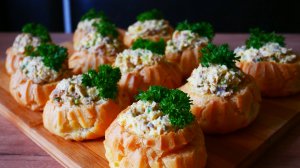 Профитроли с начинкой  Тесто на эклеры Закуска на праздничный стол