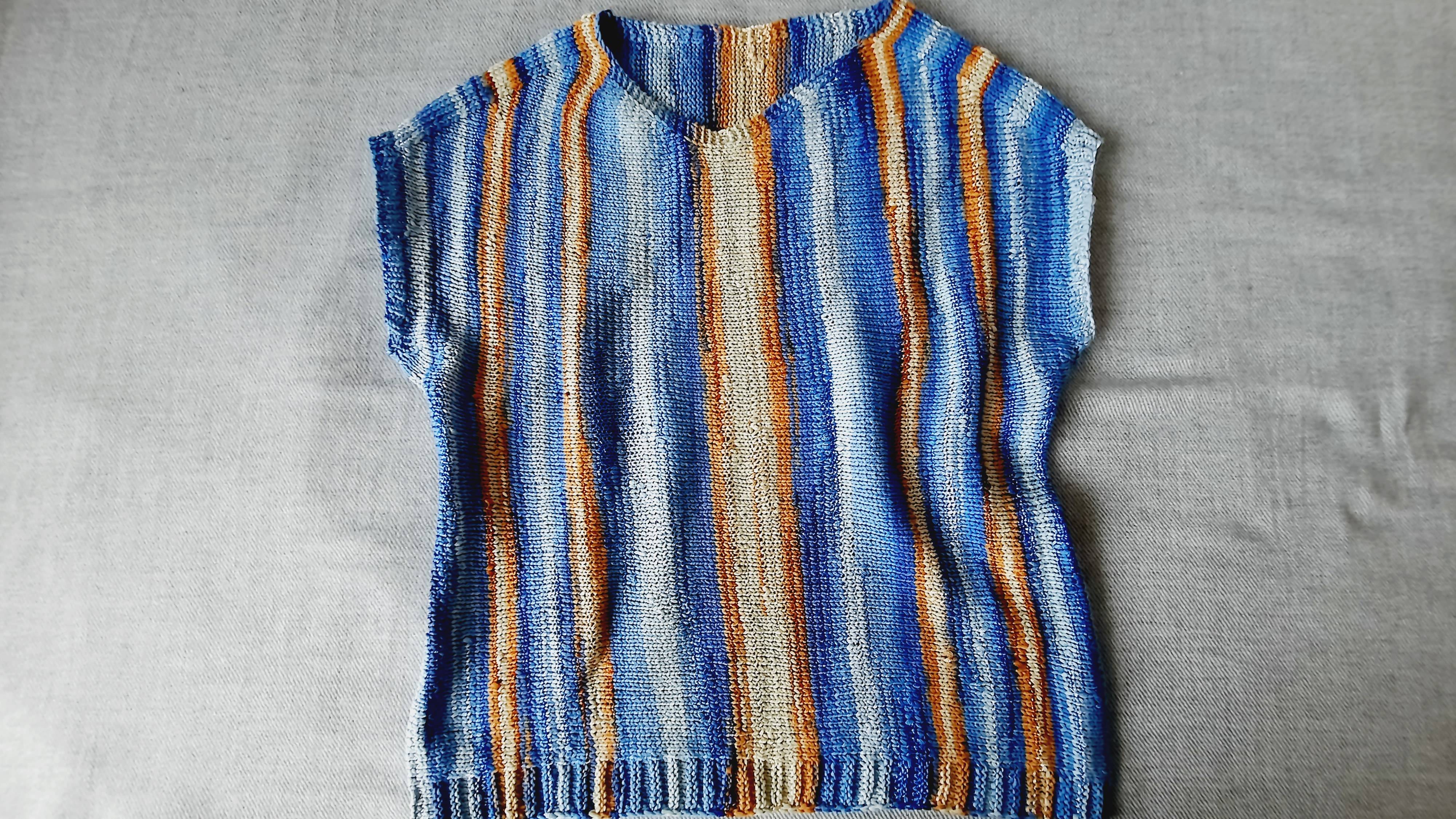 Футболка полосатая поперечным вязанием. смотреть онлайн