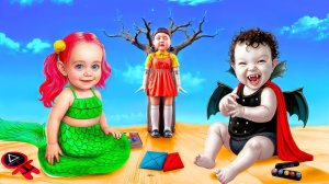 Русалка vs Вампир vs Кукла из Игры в Кальмара! Русалочку усыновил Вампир!