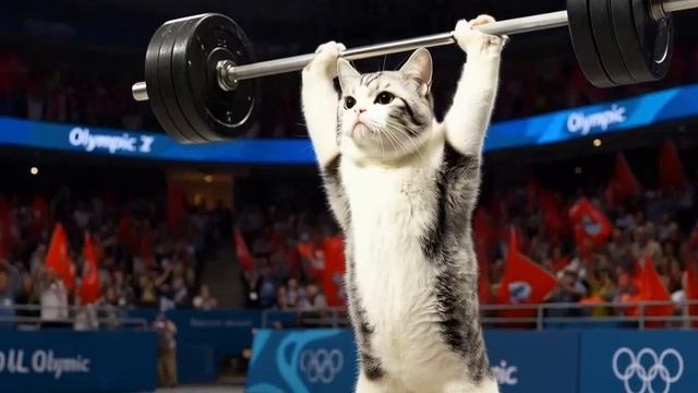 Кот штангист | Ролики и видео для детей и взрослых | Создано с помощью ИИ | Подпишись и ставь лайк