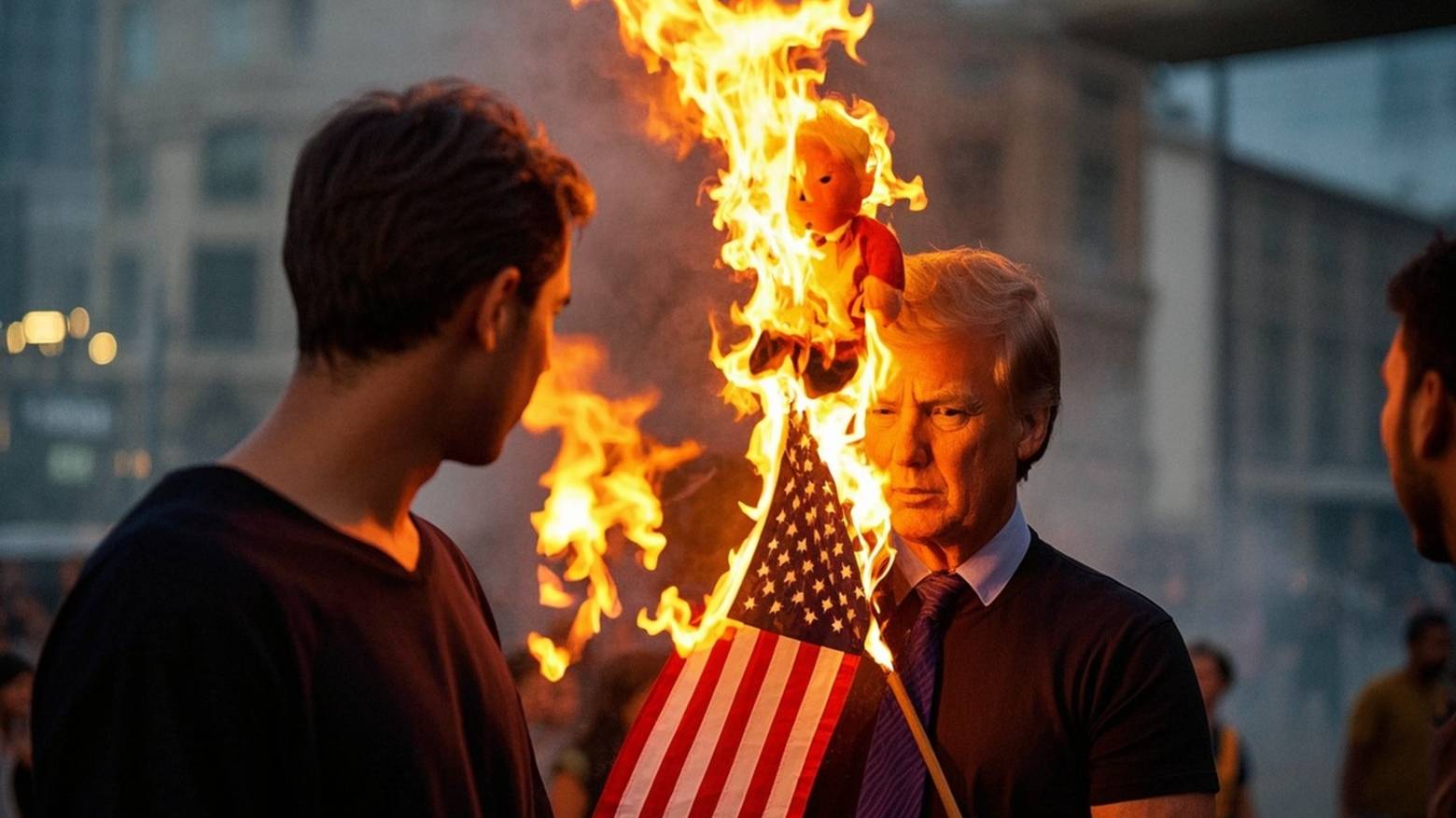 В Сан-Паулу жители устроили митинг и сожгли чучело Трампа смотреть онлайн