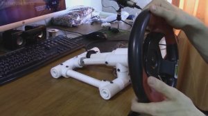 Ардуино руль самодельный игровой 900 градусов из сантеха, пластиковых труб, гонки с Arduino micro