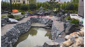 Сложный декоративный пруд с подогревом для купания. Все этапы создания пруда с подсветкой на учас