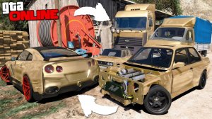 Угнал кучу золотых чит тачек и огромный монстр трак у мажора за 180 сек! Битва воров в ГТА 5 Онлайн