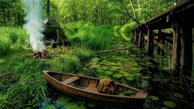 Один на острове между реками - одинокий кемпинг в дикой природе смотреть онлайн